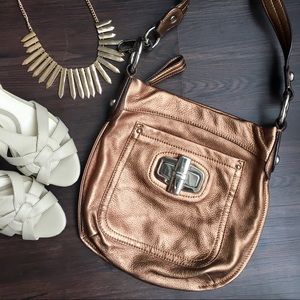 B. Makowsky Genuine Leather Bronze Crossbody